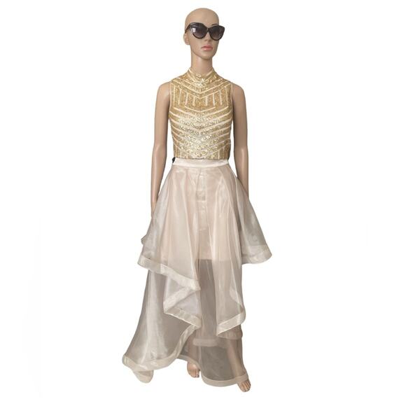 NWT Social Code tulip gold sequin 2piece skirt and top size 13 - Picture 1 of 15